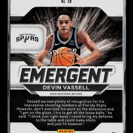 2021 Panini Prizm Emergent Devin Vassell #19 RC