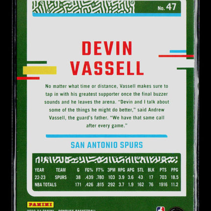 2023 Panini Donruss Basketball Devin Vassell #47 Green Laser