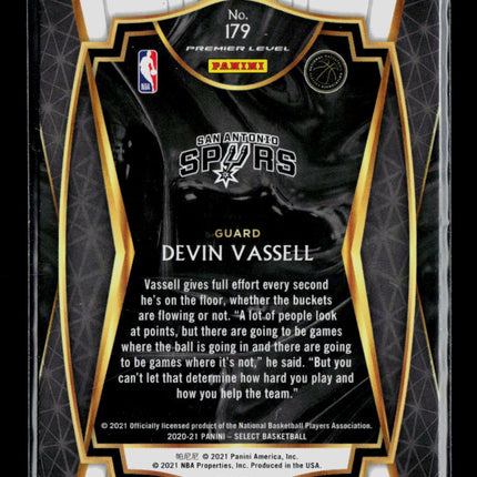 2021 Panini Select Devin Vassell #179 Red Orange Shimmer RC