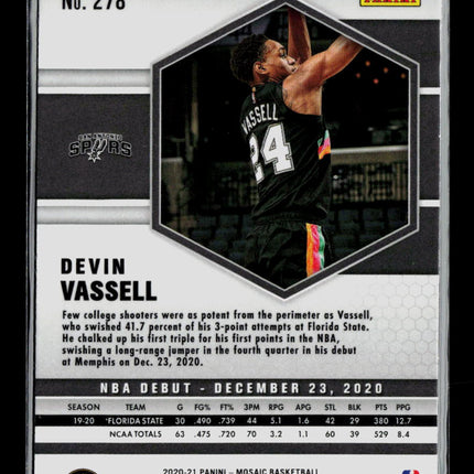 2021 Panini Mosaic Basketball Devin Vassell #278 Pink Camo RC
