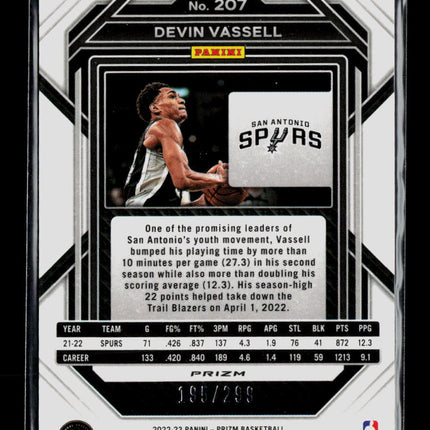 2023 Panini Prizm Basketball Devin Vassell #207 Red 195/299