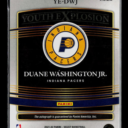 2022 Panini Select Youth Explosion Duane Washington Jr. #YE-DWJ RC Auto