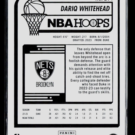 2023 Panini NBA Hoops Dariq Whitehead #274 RC