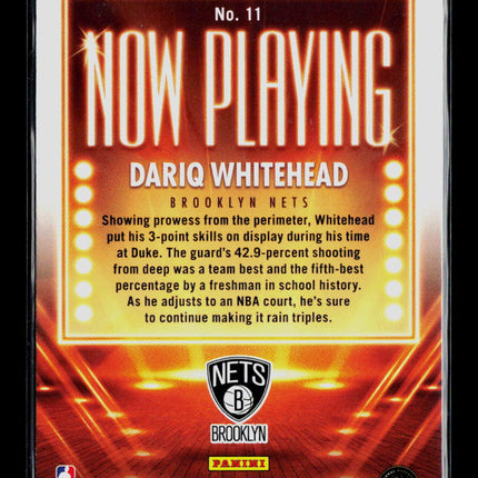 2023 Panini Hoops Now Playing Dariq Whitehead #11