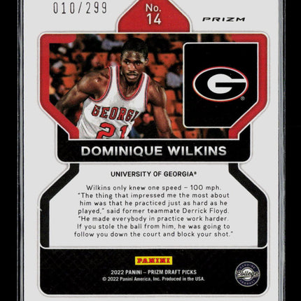 2022 Panini Prizm Draft Picks Dominique Wilkins #14 Red 010/299