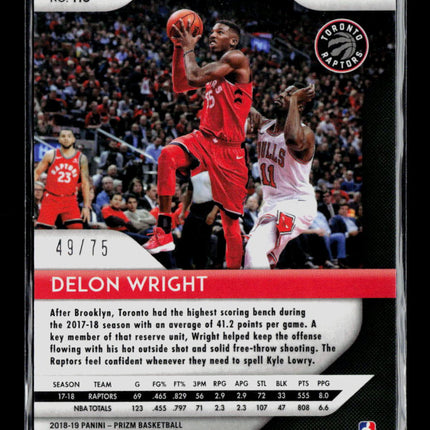 2018 Panini Prizm Delon Wright #113 Purple Disco 49/75