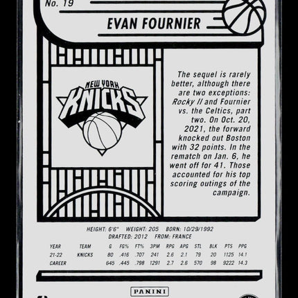2022 Panini Hoops Evan Fournier #19 Blue