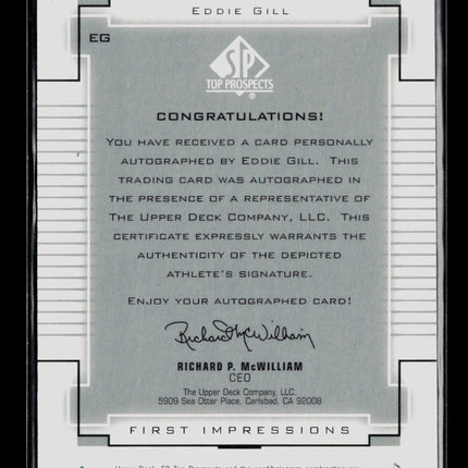 2000 Upper Deck SP Top Prospects Eddie Gill #EG Auto