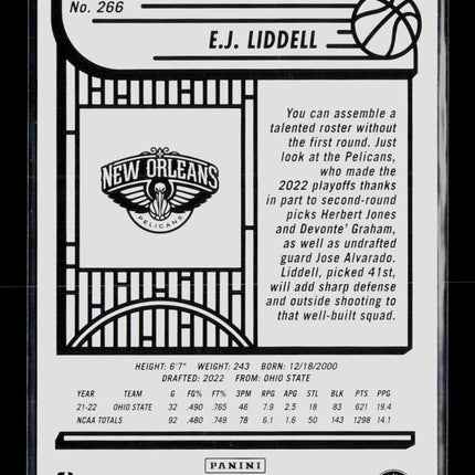 2022 Panini Hoops E.J. Liddell #266 Winter RC