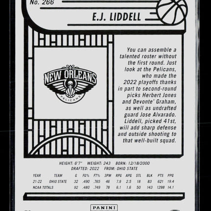 2022 Panini NBA Hoops Winter E.J. Liddell #266 RC