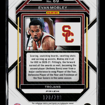 2023 Panini Prizm Draft Picks Evan Mobley #69 Red 128/299