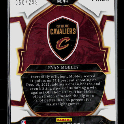 2023 Panini Select Evan Mobley #44 Blue Prizm 050/299