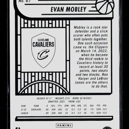 2022 Panini NBA Hoops Evan Mobley #67 Winter