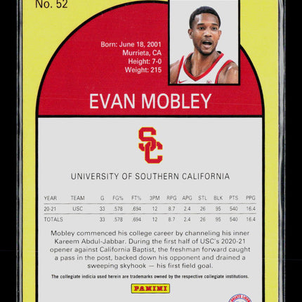 2021 Panini Chronicles Hoops Draft Picks Evan Mobley #52