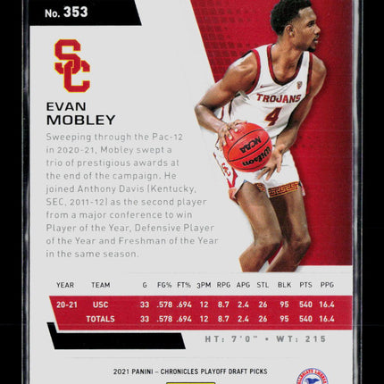 2020 Panini Chronicles Playoff Draft Picks Evan Mobley #353 RC