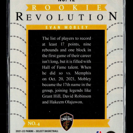 2022 Panini Select Rookie Revolution Evan Mobley #12