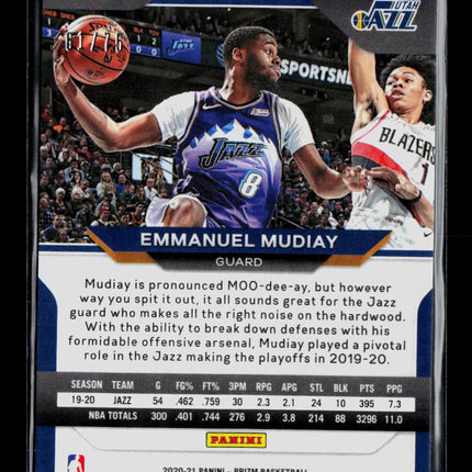 2021 Panini Prizm Emmanuel Mudiay #176 Purple Disco /75