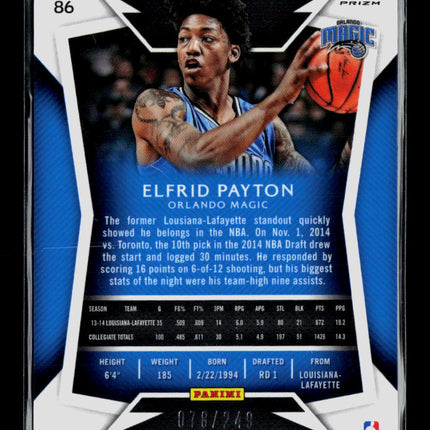 2015 Panini Select Elfrid Payton #86 Blue Prizm RC /249