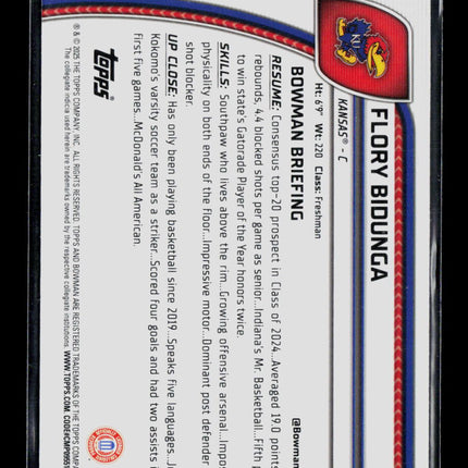 2025 Bowman Chrome University Flory Bidunga #24 X-Fractor