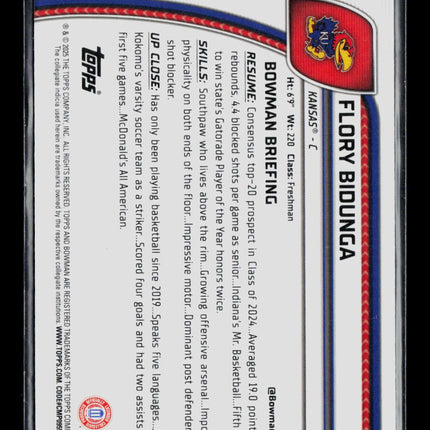 2025 Bowman Chrome University Flory Bidunga #24 Blue Sapphire