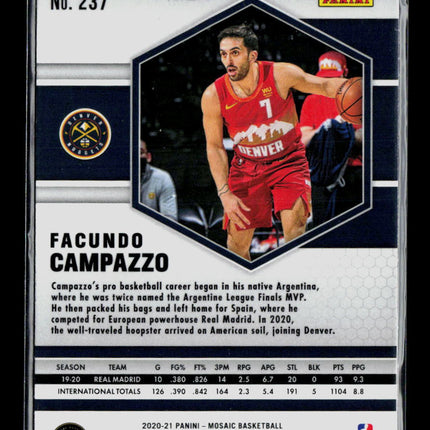 2021 Panini Mosaic Basketball Facundo Campazzo #237 Green RC