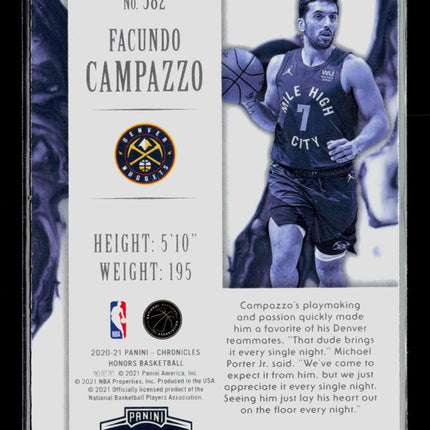 2021 Panini Chronicles Honors Facundo Campazzo #582 RC