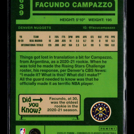 2021 Panini Chronicles Classics Facundo Campazzo #639 RC