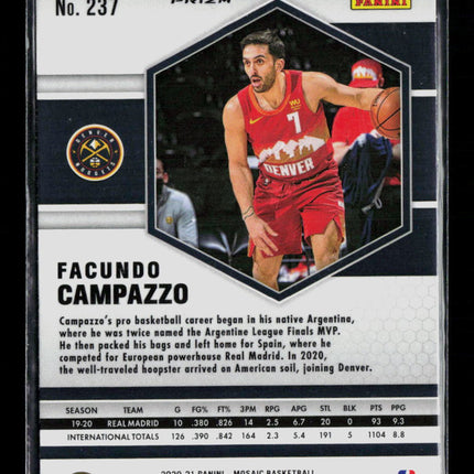 2021 Panini Mosaic Facundo Campazzo #237 Green RC