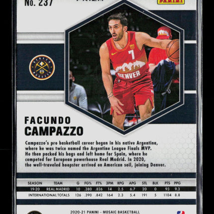 2021 Panini Mosaic Facundo Campazzo #237 Orange RC