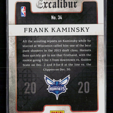 2016 Panini Excalibur Team 2020 Frank Kaminsky #34 RC /25