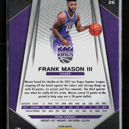2017 Panini Prizm Frank Mason III #26 Fast Break