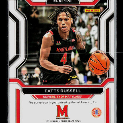 2022 Panini Prizm Draft Picks Penmanship Fatts Russell #CP-FAT Blue 130/149 Auto