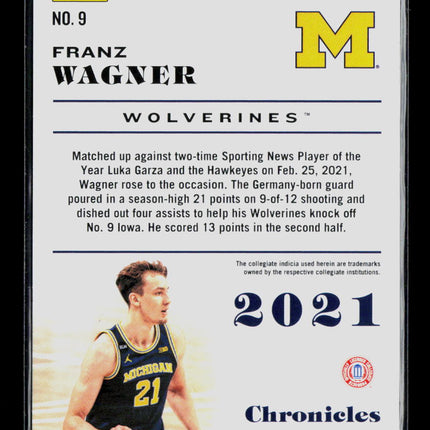 2021 Panini Chronicles Draft Picks Franz Wagner #9 RC