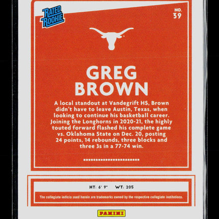2021 Panini Chronicles Donruss Draft Picks Greg Brown #39