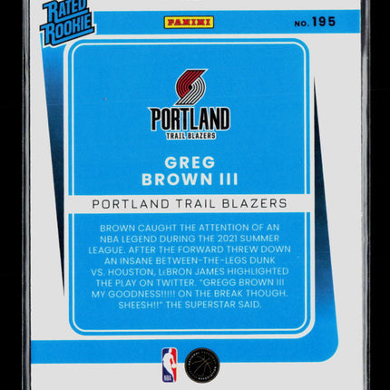 2022 Panini Donruss Optic Greg Brown III #195 Red Choice Prizm