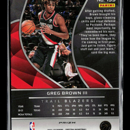 2022 Panini Spectra Basketball Greg Brown III #135 RC
