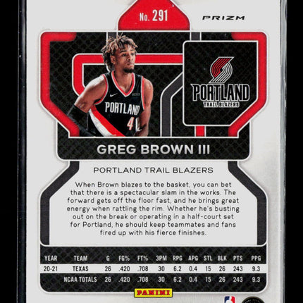 2021 Panini Prizm Greg Brown III #291 RC Ice