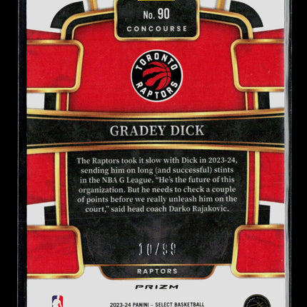 2024 Panini Select Basketball Gradey Dick #90 Blue RC 10/99