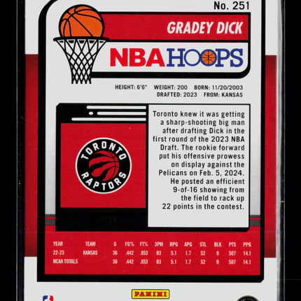2024 Panini NBA Hoops Premium Stock Gradey Dick #251 RC