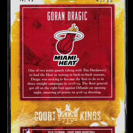 2019 Panini Court Kings Goran Dragic #71 45/99