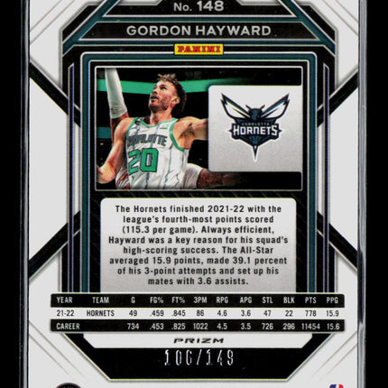 2023 Panini Prizm Gordon Hayward #148 Purple Ice 106/149