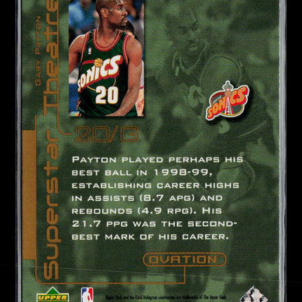 1999 Upper Deck Ovation Superstar Theatre Gary Payton #ST19