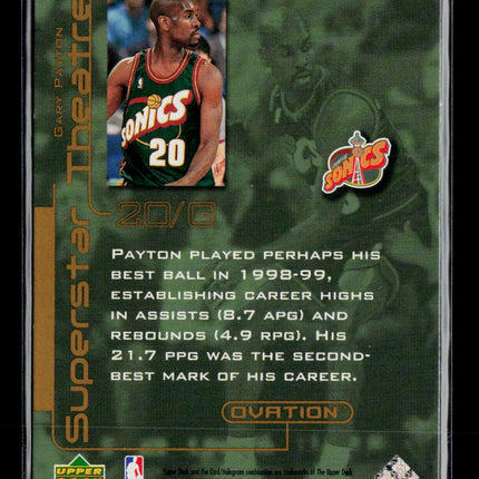 1999 Upper Deck Ovation Superstar Theatre Gary Payton #ST19