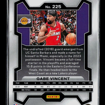 2023 Panini Prizm Gabe Vincent #225 Red Wave
