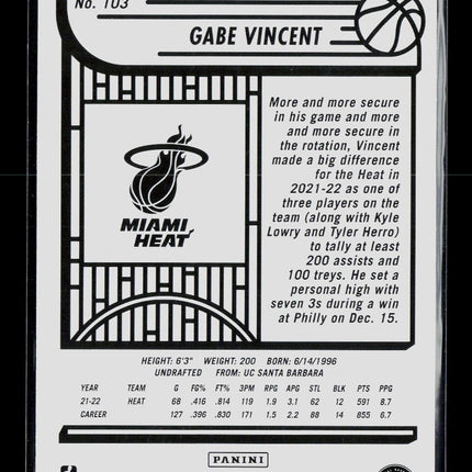 2022 Panini NBA Hoops Gabe Vincent #103 Purple