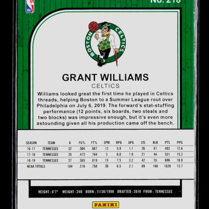2020 Panini Hoops Premium Stock Basketball Grant Williams #218 RC