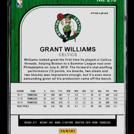 2020 Panini Hoops Premium Stock Grant Williams #218 Blue Cracked Ice RC