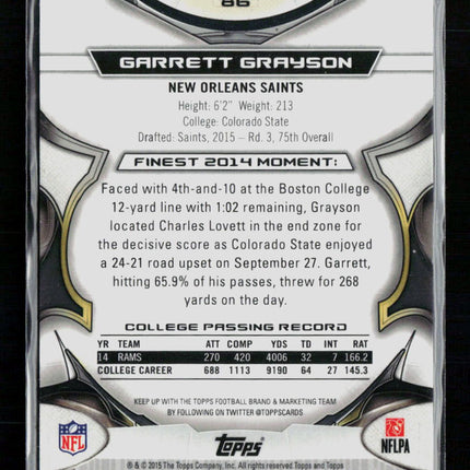 2015 Topps Finest Garrett Grayson #86 Gold Refractor RC 037/150