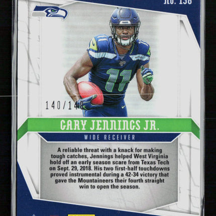 2019 Panini Phoenix Football Gary Jennings Jr. #138 Purple RC 140/149