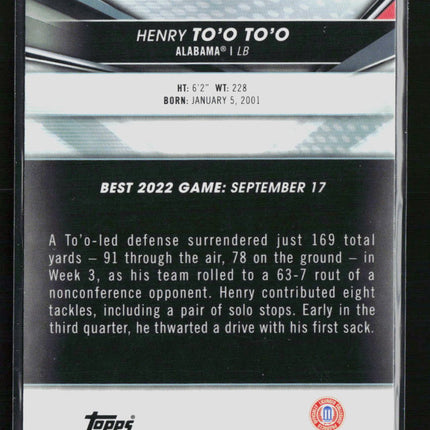2022 Bowman University Henry To'o To'o #89